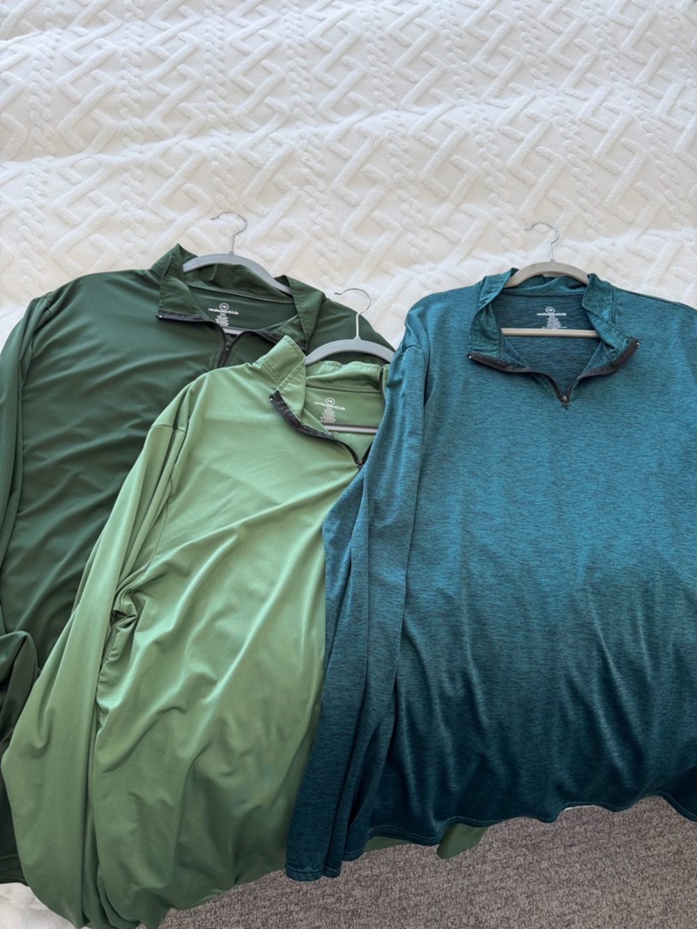 3 Men's Performance Quarter-Zip Tops in Green Mix